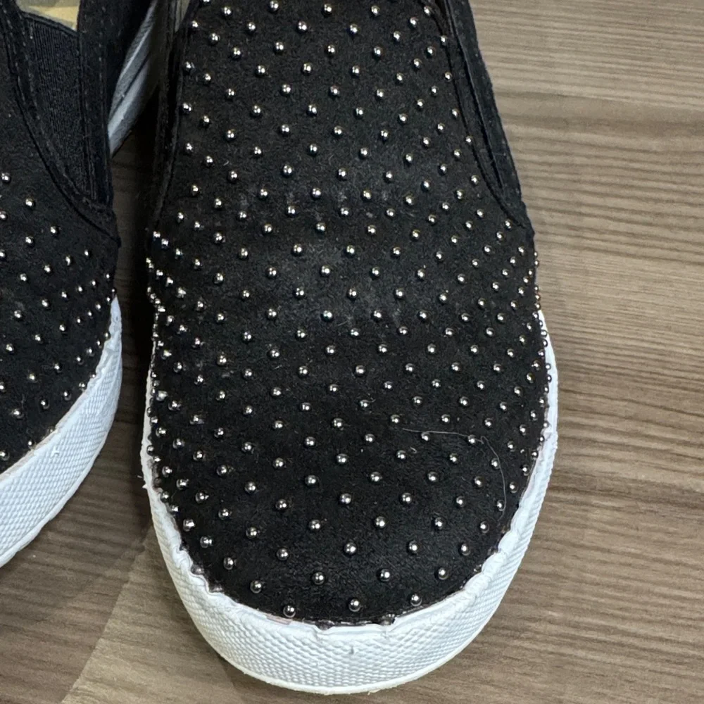 Anne Klein Sport Black Studded Slip-On Wedge Sneakers
